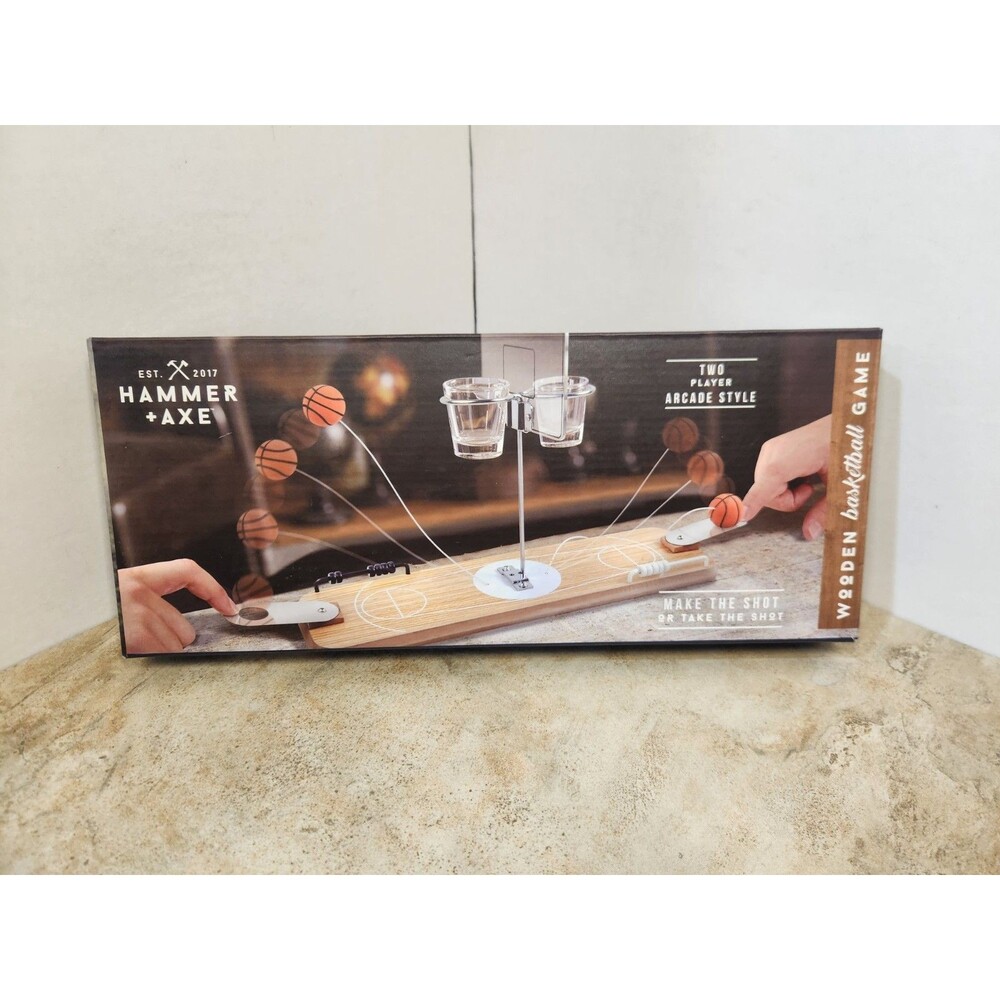 Hammer + Axe Wooden Basketball Drinking Game 2 Player Tabletop Arcade Style New